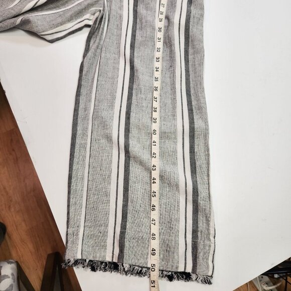 Cloth & Stone Striped Jumpsuit Wide Frayed Legs Open Back Linen Blend XS - Picture 16 of 16